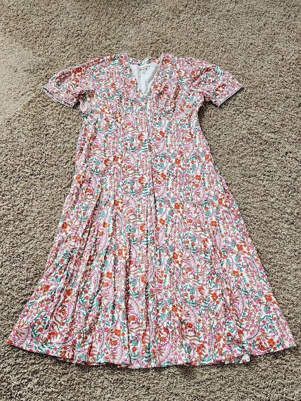 NWOT BODEN Floral Godet Tea Dress Maxi V-Neck Fit & Flare 20 - 22 - Picture 5 of 15